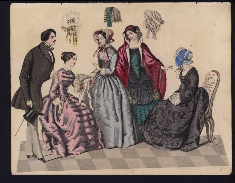 Gravura da moda alemã, meados do século 19 de German School