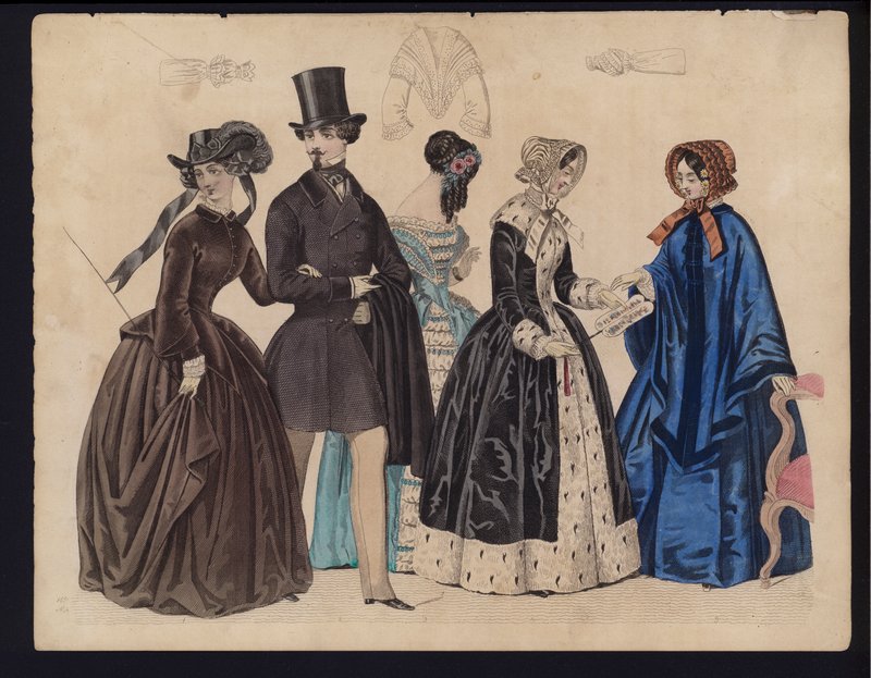 Gravura da moda alemã, meados do século 19 de German School