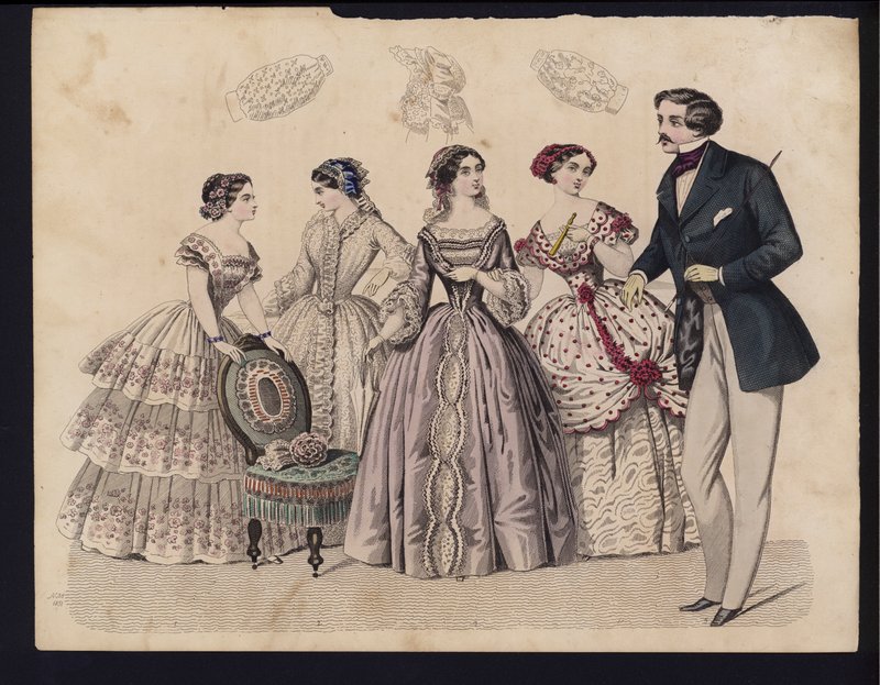 Gravura da moda alemã, meados do século 19 de German School