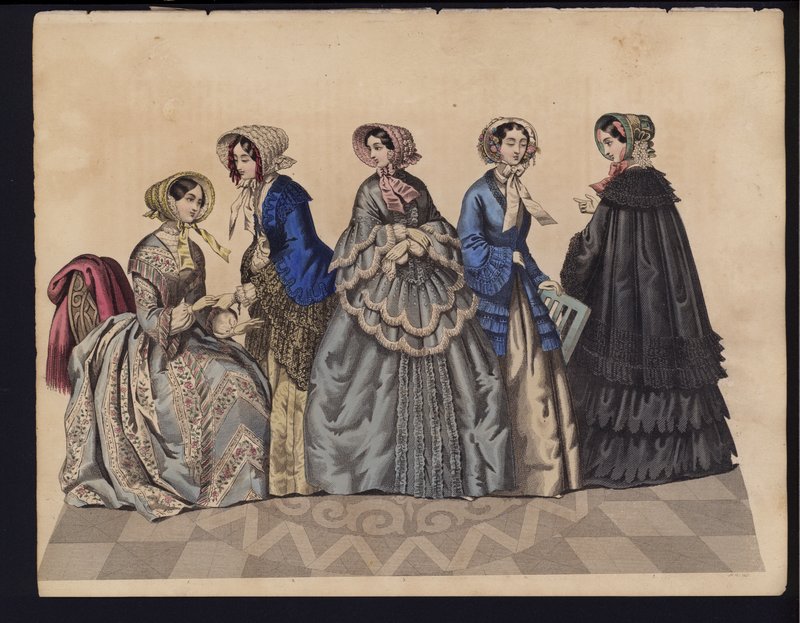 Gravura da moda alemã, meados do século 19 de German School