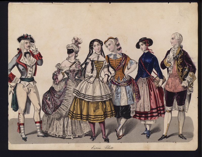 Gravura da moda alemã, meados do século 19 de German School