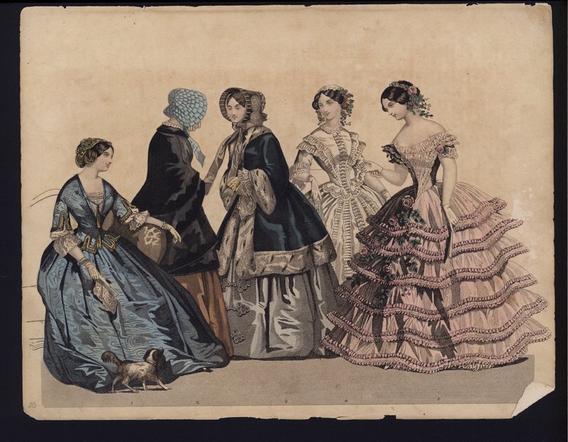 Gravura da moda alemã, meados do século 19 de German School