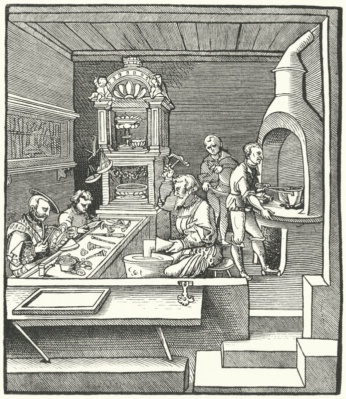Oficina de ourives no início do século XVI de German School