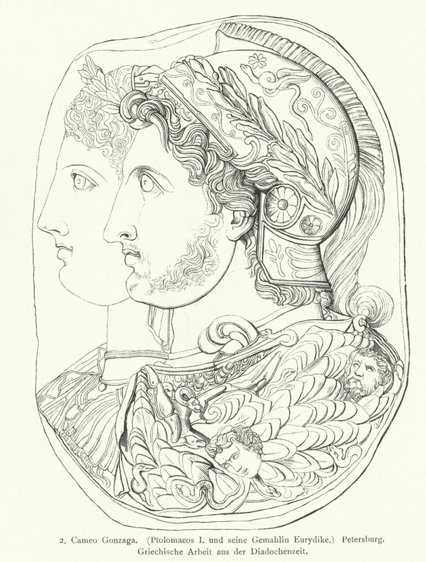 Gonzaga Cameo, gema gravada em grego antigo (gravura) de German School