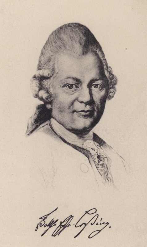 Gotthold Ephraim Lessing, filósofo, escritor e dramaturgo do Iluminismo alemão (litho) de German School