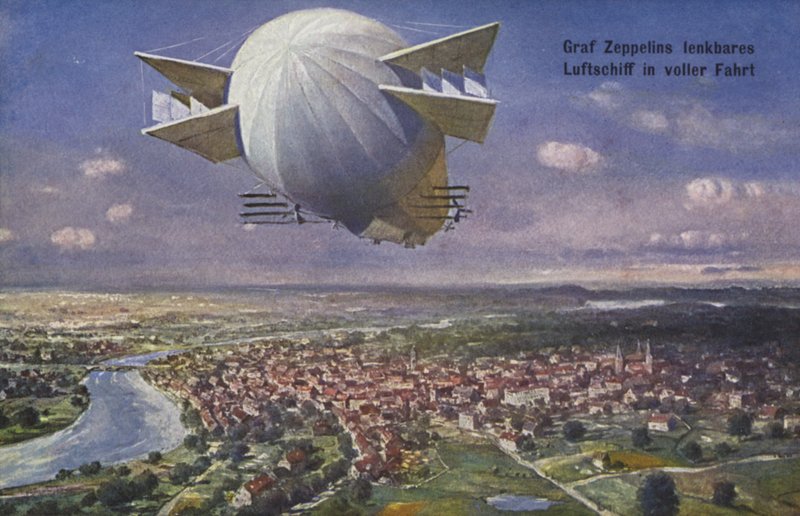 Conde Ferdinand de zepelins dirigível em voo de German School