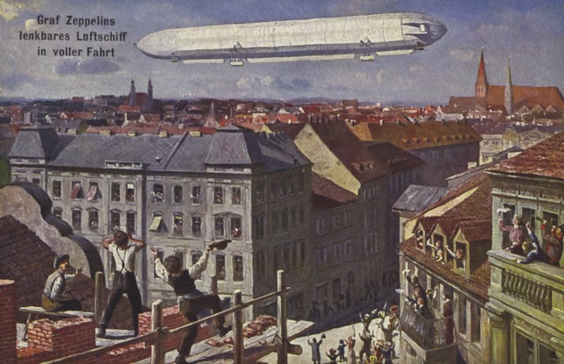 Conde Ferdinand de zepelins dirigível em voo de German School