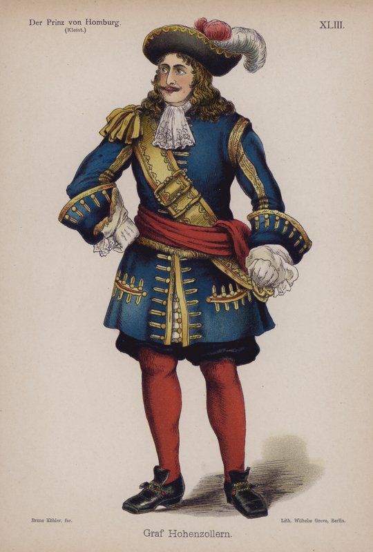 Conde Hohenzollern, de Der Prinz von Homburg (O Príncipe de Homburg) de Heinrich von Kleist (cor litho) de German School