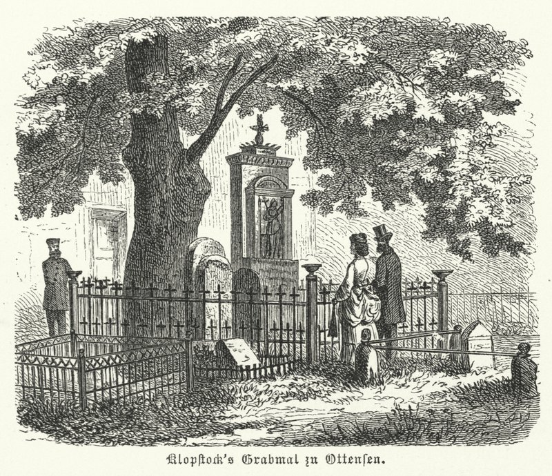 Túmulo do poeta alemão Friedrich Gottlieb Klopstock, Ottensen, Hamburgo (gravura) de German School