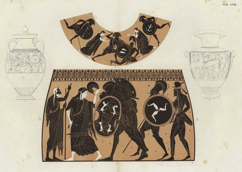 Pintura em vaso grego (cor litho) de German School