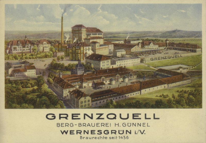 Cervejaria Grenzquell, Wernesgrun, Saxónia, Alemanha (cor litho) de German School