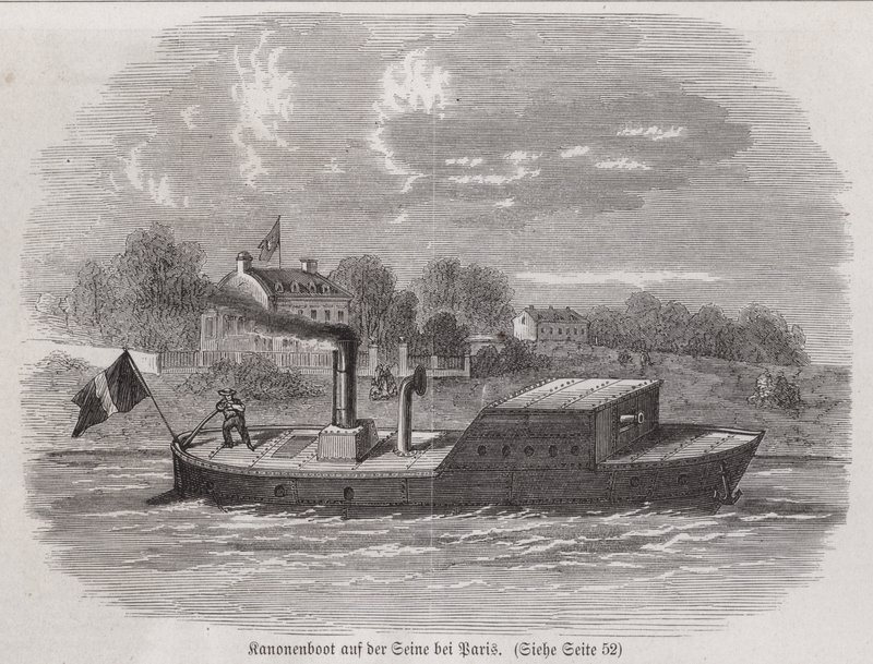 Barco a tiro no rio Sena durante o Cerco de Paris, Guerra Franco-Prussiana de German School