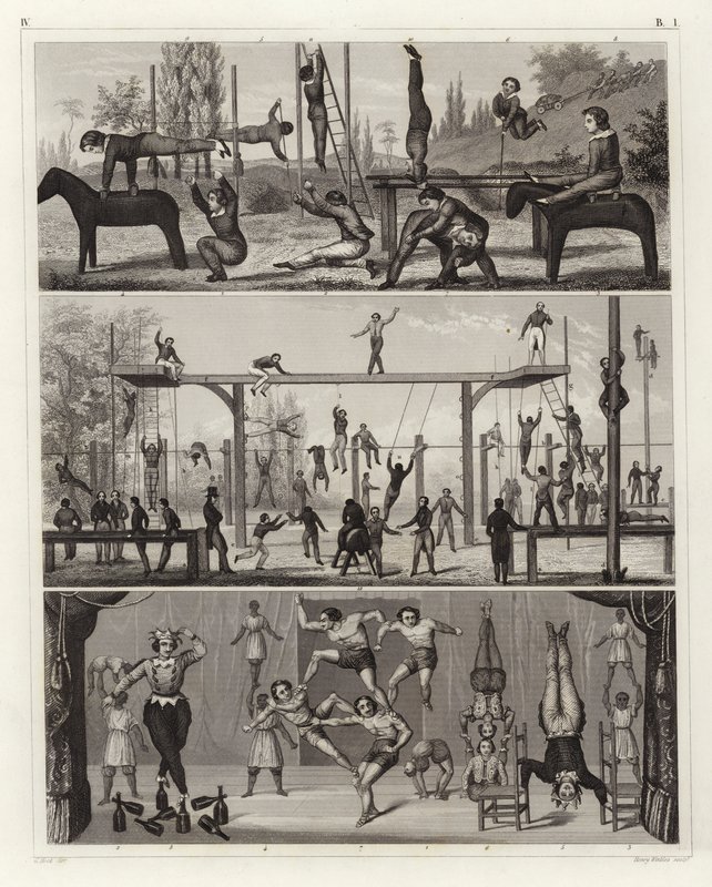 Ginástica e acrobacia (gravura) de German School