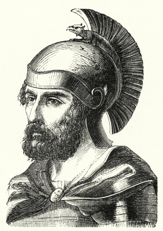 Hamilcar Barca, general cartaginês e pai de Hannibal (gravura) de German School