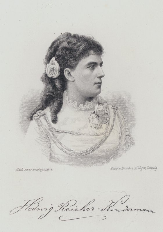 Hedwig Reicher-Kindermann, cantora de ópera alemã (gravura) de German School