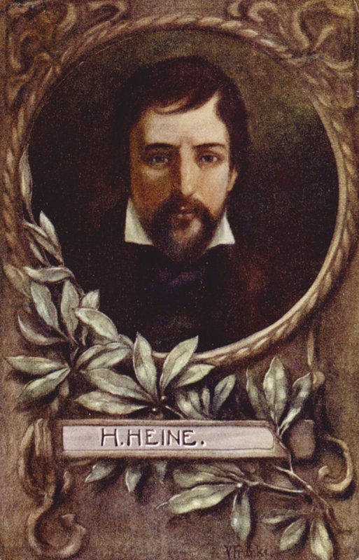Heinrich Heine, poeta alemão (cor litho) de German School