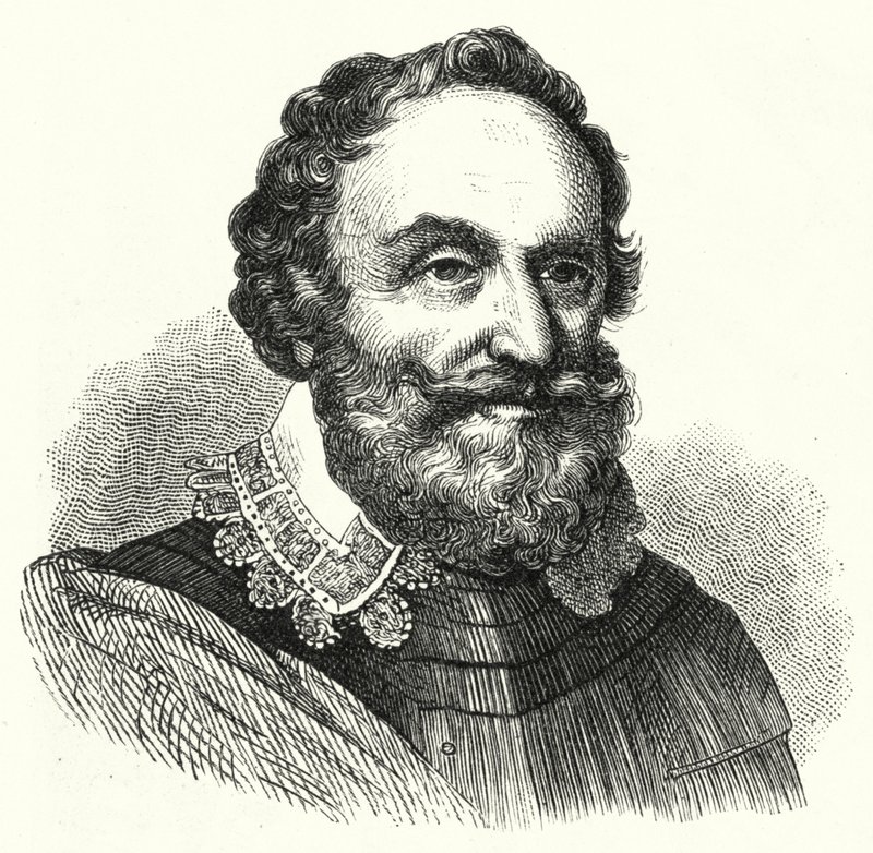 Heinrich Matthias, Conde de Thurn, comandante militar boémio da Guerra dos Trinta Anos (gravura) de German School