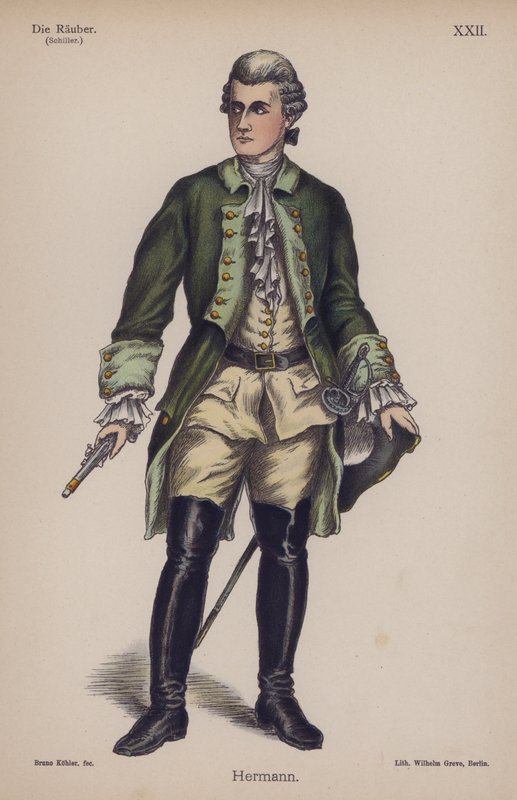 Hermann, de Die Rauber (Os Assaltantes) de Friedrich Schiller (cor litho) de German School