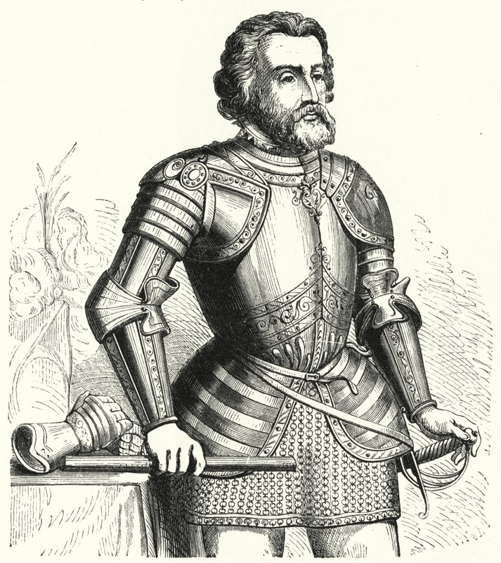 Hernan Cortes, conquistador espanhol (gravura) de German School