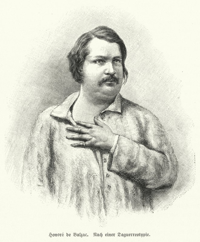Honore de Balzac, romancista e dramaturgo francês (litho) de German School