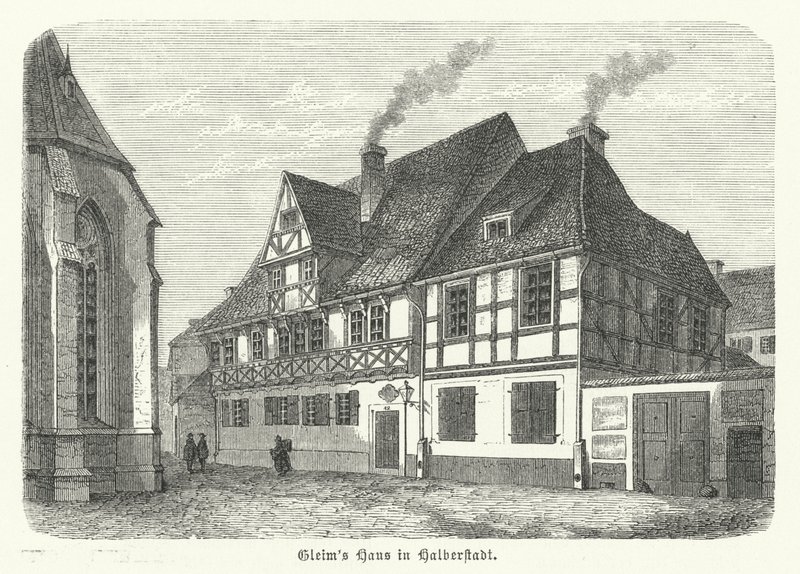 Casa do poeta Johann Wilhelm Ludwig Gleim, Halberstadt, Alemanha (gravura) de German School