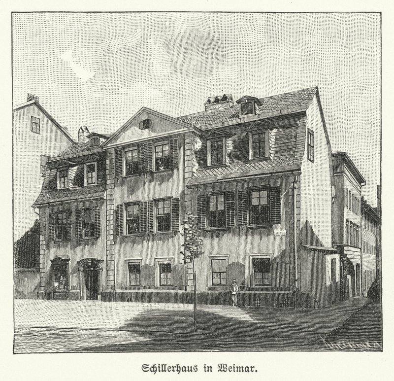 Casa do poeta, dramaturgo e filósofo Friedrich Schiller, Weimar, Alemanha (litho) de German School