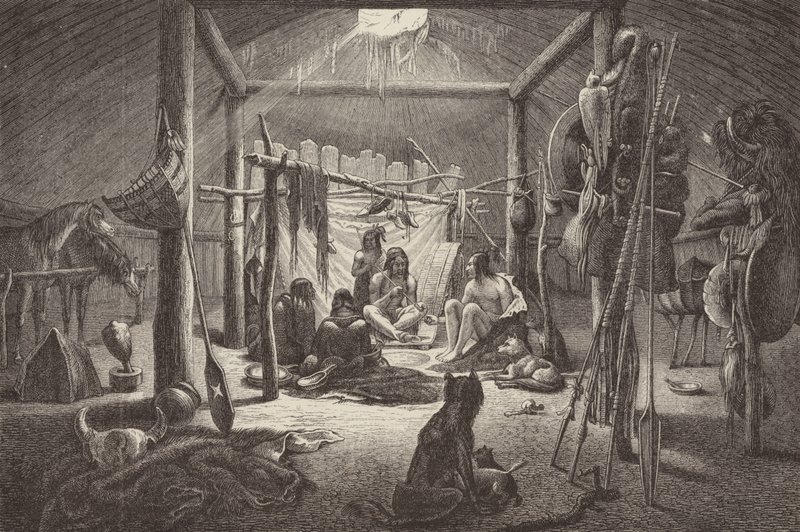 Cabana do chefe índio norte-americano (gravura) de German School