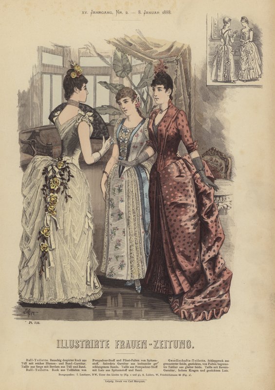 Ilustração para Illustrirte Frauen-Zeitung (cor litho) de German School