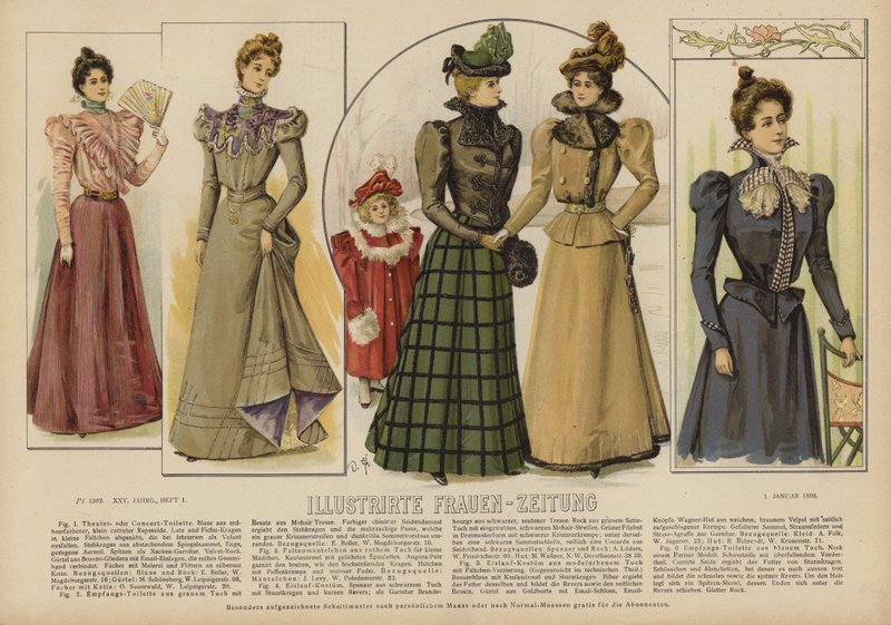 Ilustração para Illustrirte Frauen-Zeitung (cor litho) de German School