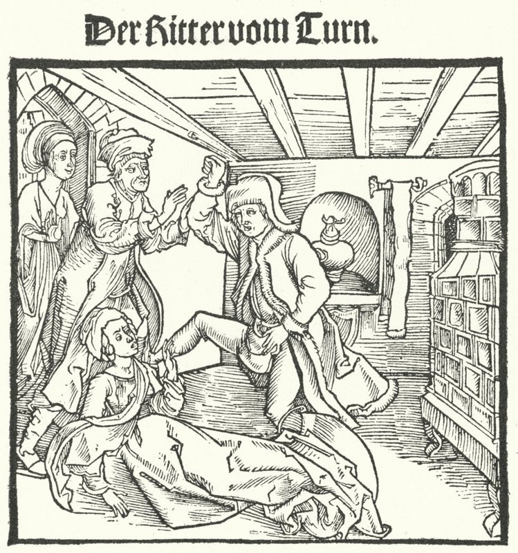 Ilustração do Livro do Cavaleiro da Torre por Geoffroy IV de la Tour Landry (gravura) de German School