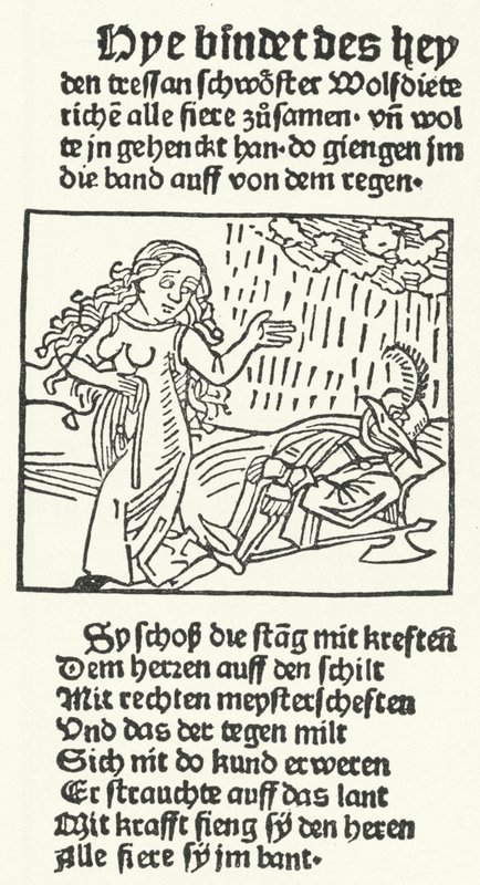 Ilustração do conto do herói romântico Wolfdietrich, publicado por Hans Schoensperger em Augsburg, em 1491 (gravura) de German School