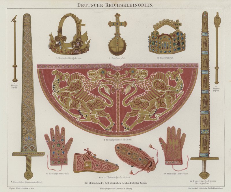 Regalia Imperial do Sacro Império Romano (cor litho) de German School