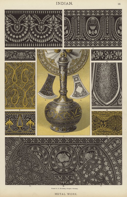 Indiano, Metal Work (cor litho) de German School