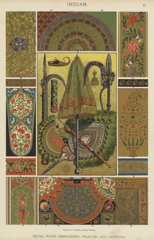 Indiano, Metalurgia, Bordados, Tecelagem e Pintura (cor litho) de German School