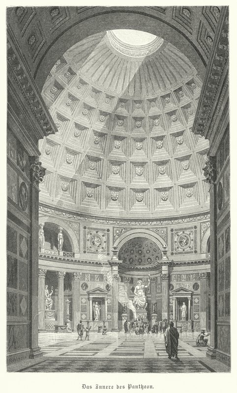 Interior do Panteão, Roma (gravura) de German School