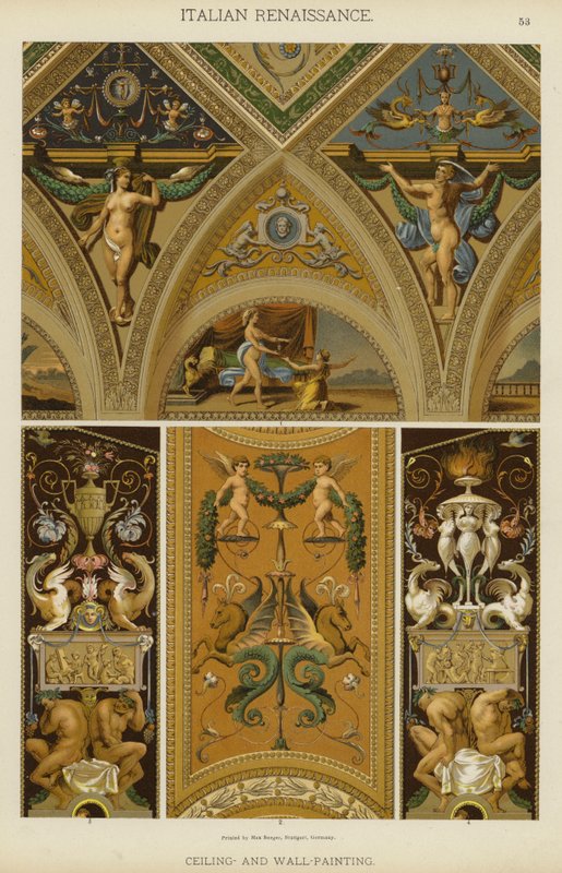 Renascença Italiana, Tecto e Pintura de parede (cor litho) de German School