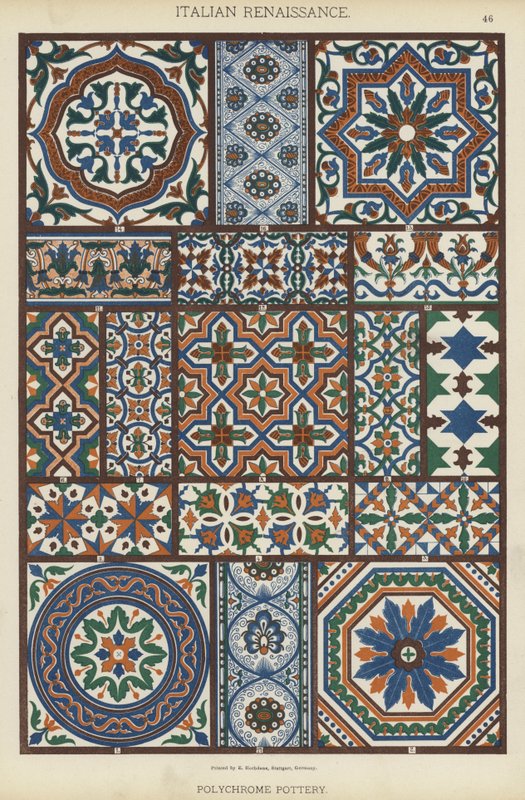 Olaria Renascentista Italiana, Policromia (cor litográfica) de German School
