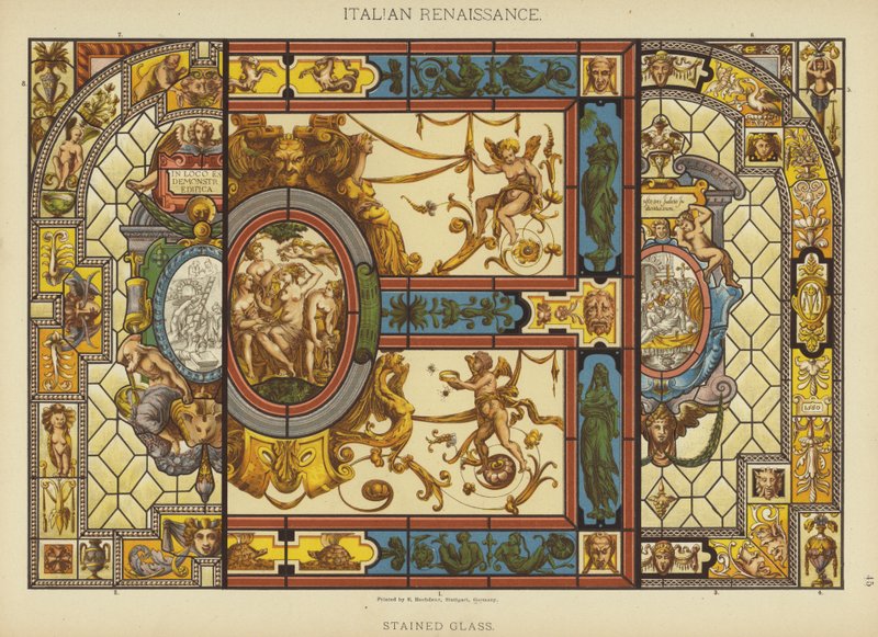 Renascença Italiana, Vidro Manchado (cor litho) de German School