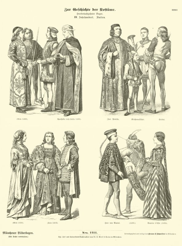 Trajes italianos do século XV de German School