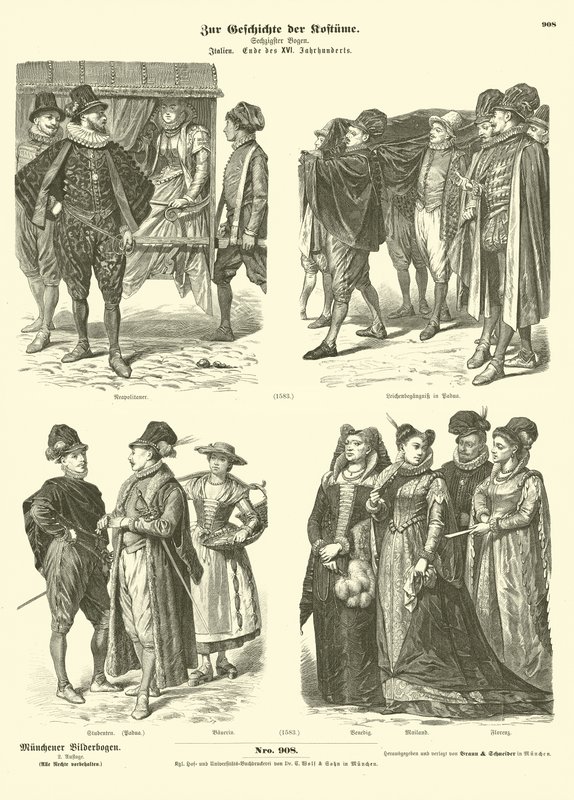 Trajes italianos, final do século XVI de German School