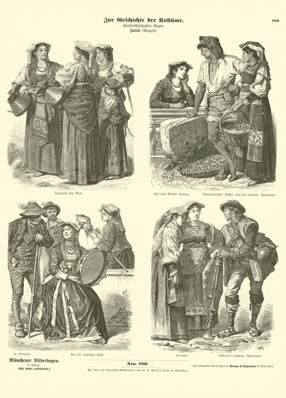 Trajes italianos, final do século XIX de German School