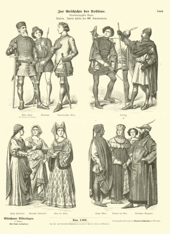 Trajes italianos, segunda metade do século XIV de German School
