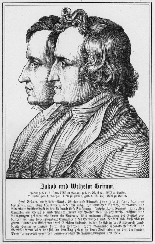 Jacob e Wilhelm Grimm (gravura) de German School