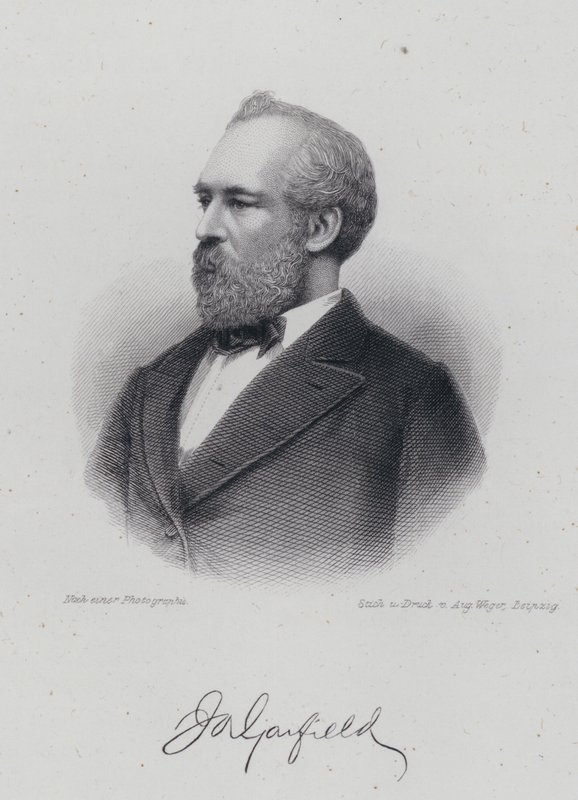 James A Garfield, político americano e 20º presidente dos Estados Unidos (gravura) de German School