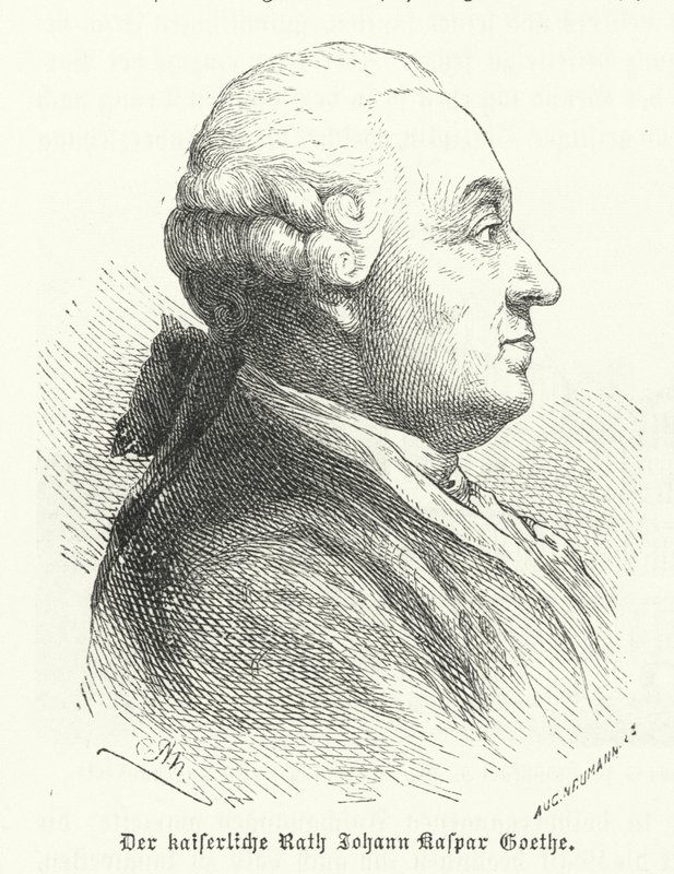 Johann Caspar Goethe, pai do autor alemão Johann Wolfgang von Goethe (gravura) de German School