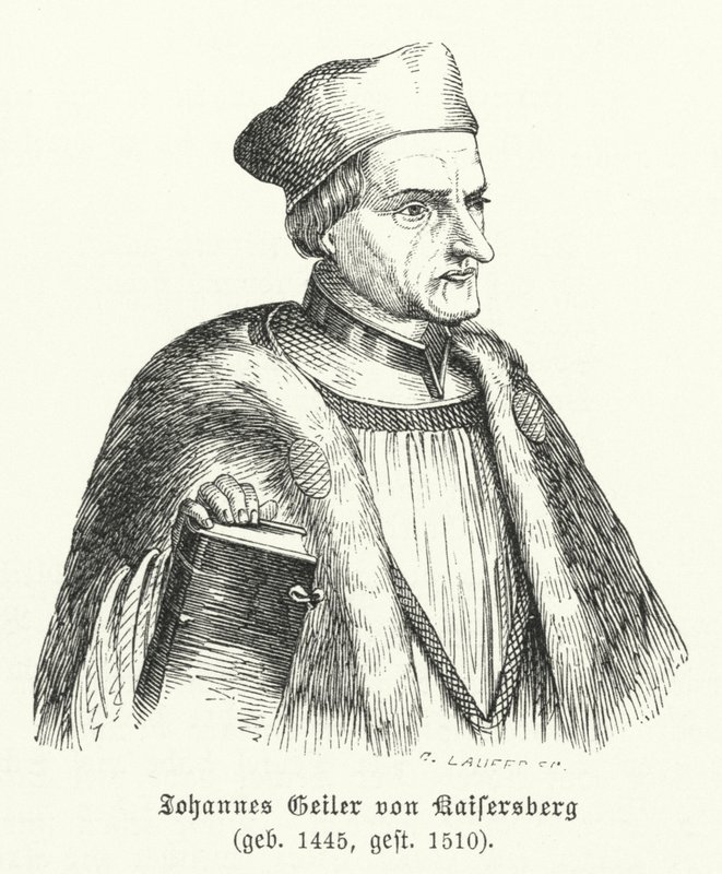 Johann Geiler von Kaisersberg, sacerdote e teólogo suíço (gravura) de German School