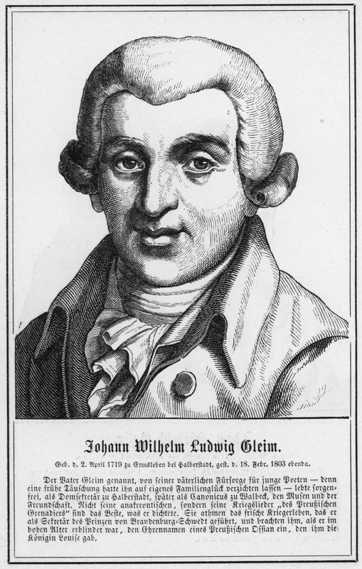 Johann Wilhelm Ludwig Gleim (gravura) de German School