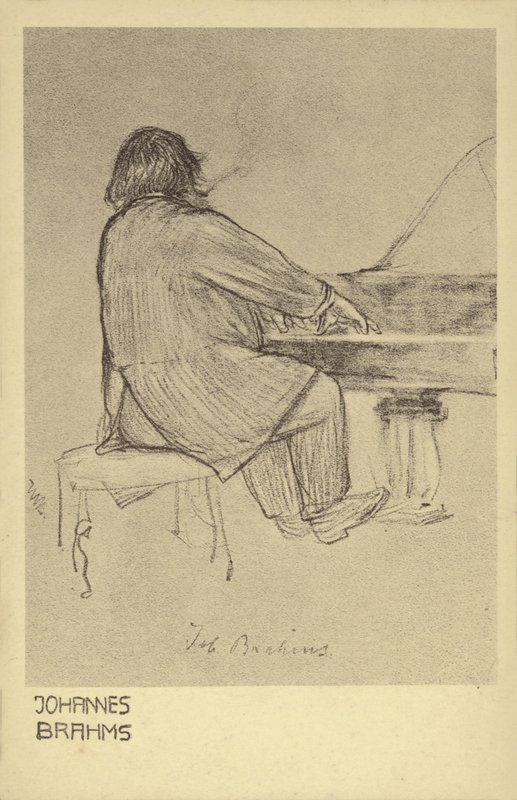 Johannes Brahms tocando piano de German School