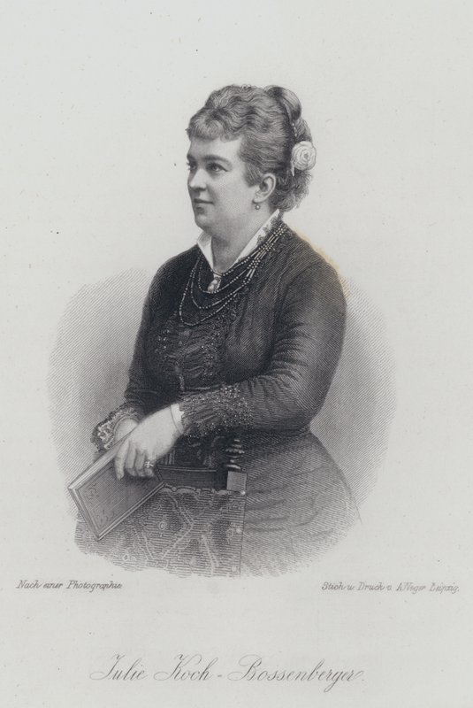 Julie Koch-Bossenberger, cantora e atriz de ópera alemã (gravura) de German School