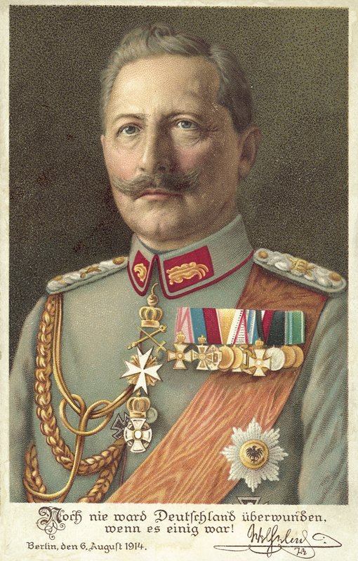 Kaiser Wilhelm II da Alemanha (cor litho) de German School